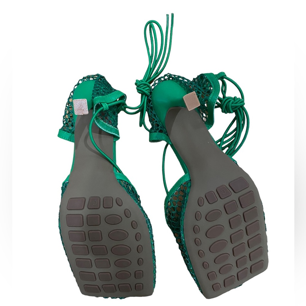 Fishnet Square Toe Heels - Picture 2 of 3